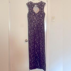Formal Black/Cream Lace Dress 12